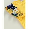 thumbnail image 6 of Wassery Toddler Girls Summer Outfit 1T 2T 4T 5T 6T Kids Clothes Casual Ribbed T-shirts Tops Elastic Ruffle Floral Shorts 2PCS Clothing Set, 6 of 8