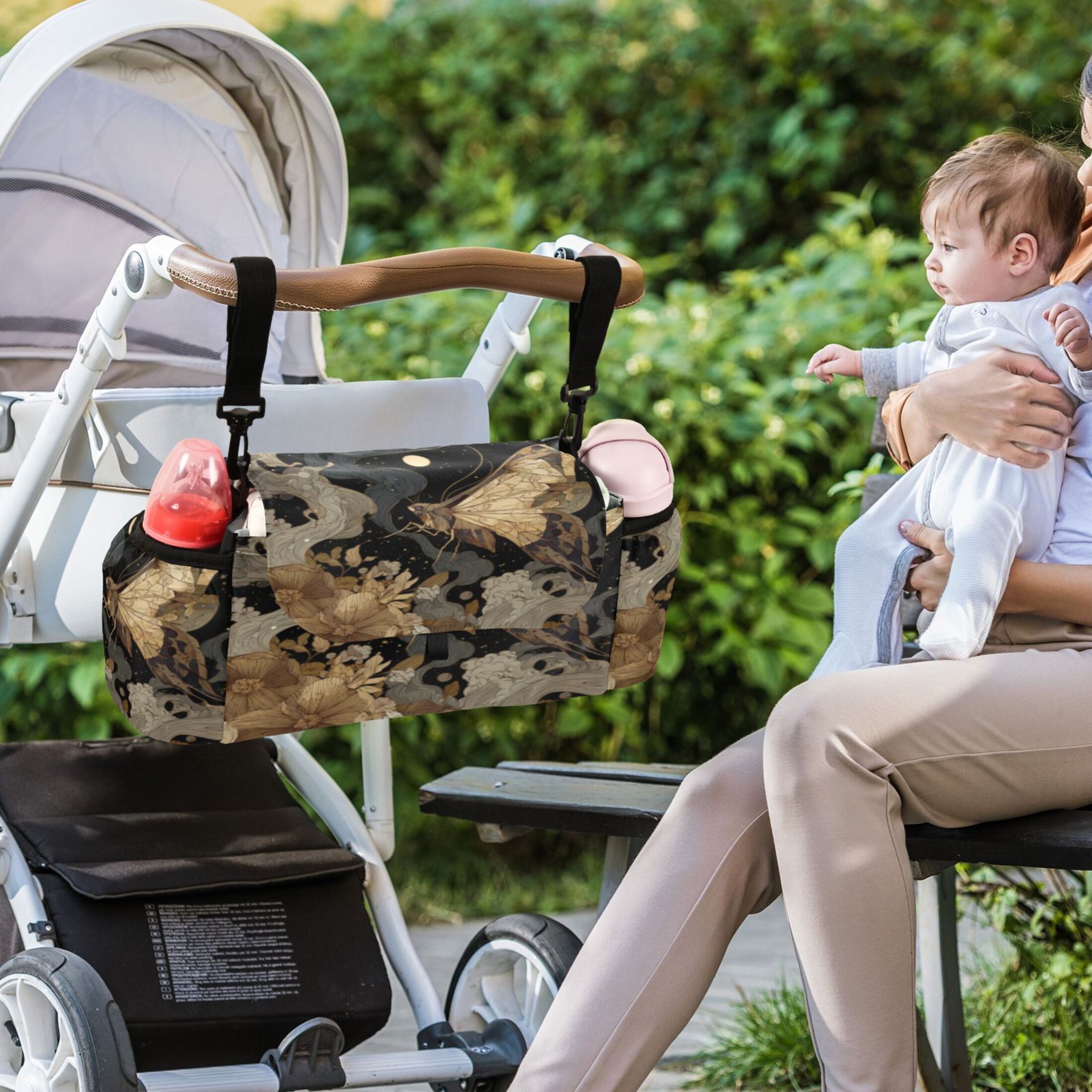DIXRUYEE Stroller Organizer Ornate Moon Garden Printed