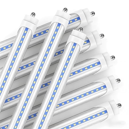 JESLED Single Pin T8 LED Tube Light 8ft Fa8 Fluorescent LED Bulbs, 50W 6000K Cool White, 8-Pack