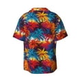 thumbnail image 2 of Xecao offers the Colorful Hawaii Palms for Men's Casual Short-sleeved Shirt, a button-up collared shirt with a pocket, perfect for beach vacations and yacht travel in the 3X-Large size., 2 of 7