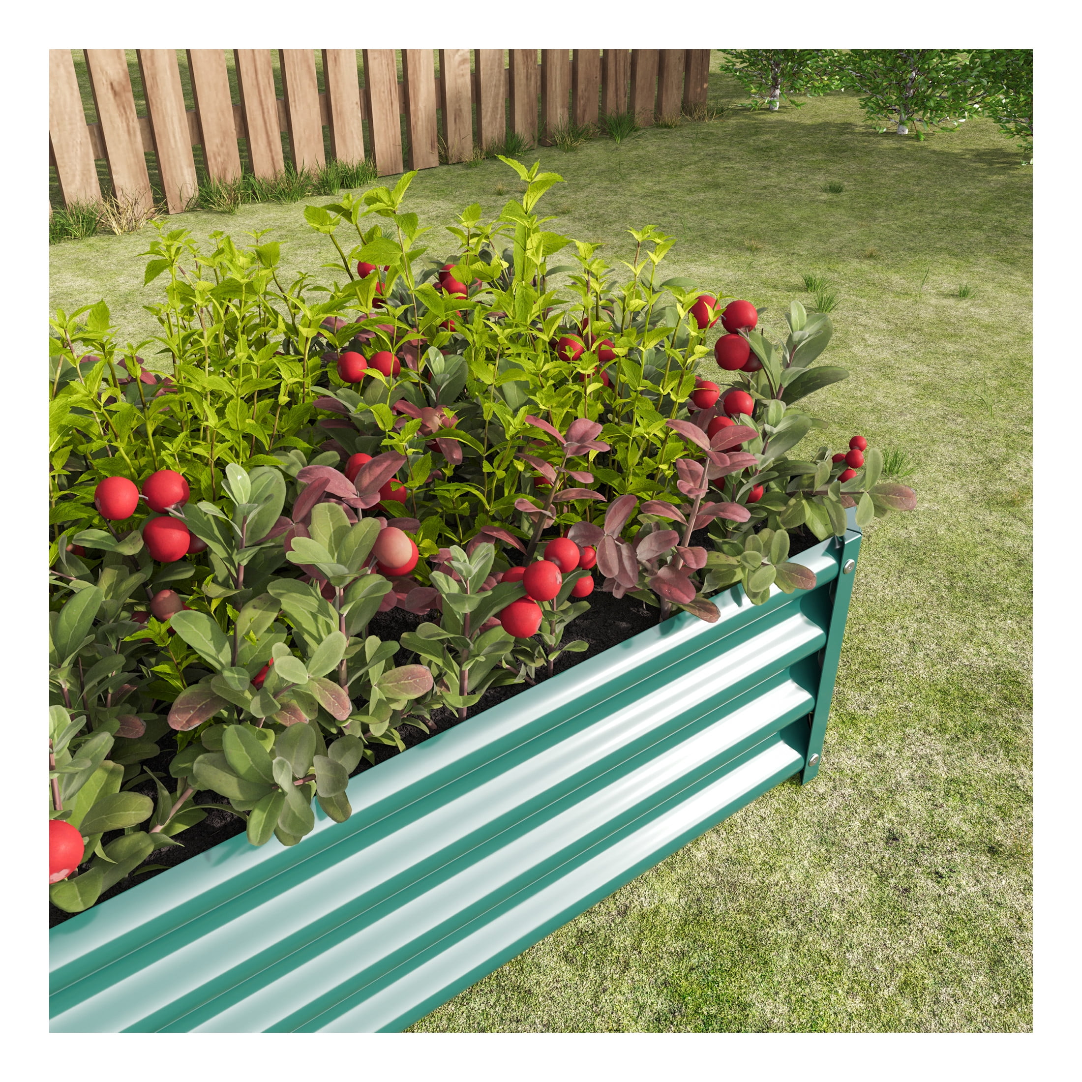 Elio Outdoor Metal 4×2×x1ft Raised Garden Bed, 4FT Planter Box, Rust-Resistant, Open Bottom, Sturdy Design for Vegetables, Flowers, Herbs, Silver