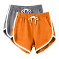 thumbnail image 2 of Costeam Womens 2 Piece Retro Sporty Color Block Trim Athletic Shorts Dolphin Hem Casual Active Shorts with Side Pockets Drawstring Elastic Waist Lightweight Breathable Fabric, 2 of 7
