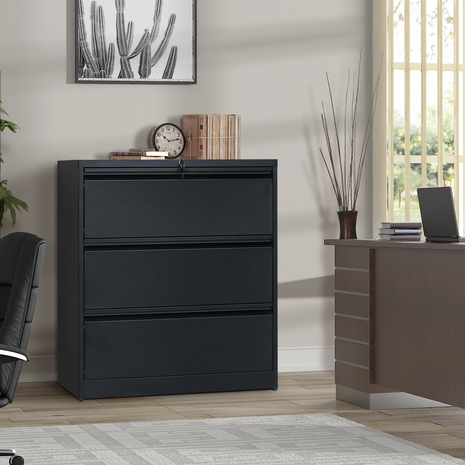 Lateral File Cabinet Lockable Metal Heavy Duty 3 Drawer Lateral File Cabinet