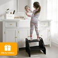 thumbnail image 4 of Wooden Step Stool - Two-Step 300 lbs Capacity With Safety Non-Slip Pads and Handles, Bamboo for Bathroom, Kitchen, Dual Height for Adults (Black), 4 of 5