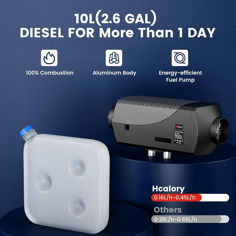 HCALORY Diesel Air Heater 8KW 110V AC & 12V 24V DC Parking Heater with  bluetooth