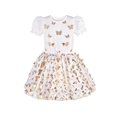 thumbnail image 1 of Girls Dress Gold Butterfly White Short Sleeve Tulle Tutu Dancing 8 Years, 1 of 6