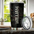 thumbnail image 5 of Personalized American Flag Skull Tumbler Gifts for Men Travel Cup Coffee Mug Insulated Stainless Steel 20oz With Lid Water Bottle Gift for Dad Him Husband Son, 5 of 7