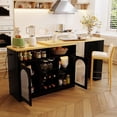 thumbnail image 3 of U-Style Kitchen Island - Extendable Tabletop, Wine Rack & LED Lighting, 3 of 8