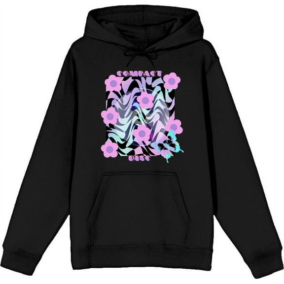 Chrome Baddie Y2K Flowers & Butterfly Adult Black Long Sleeve Hoodie-Medium