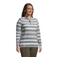thumbnail image 3 of Lands' End Women's Plus Size Fleece Quarter Zip Pullover Print - XXX Large Plus - Gray Graphic Fairisle, 3 of 3