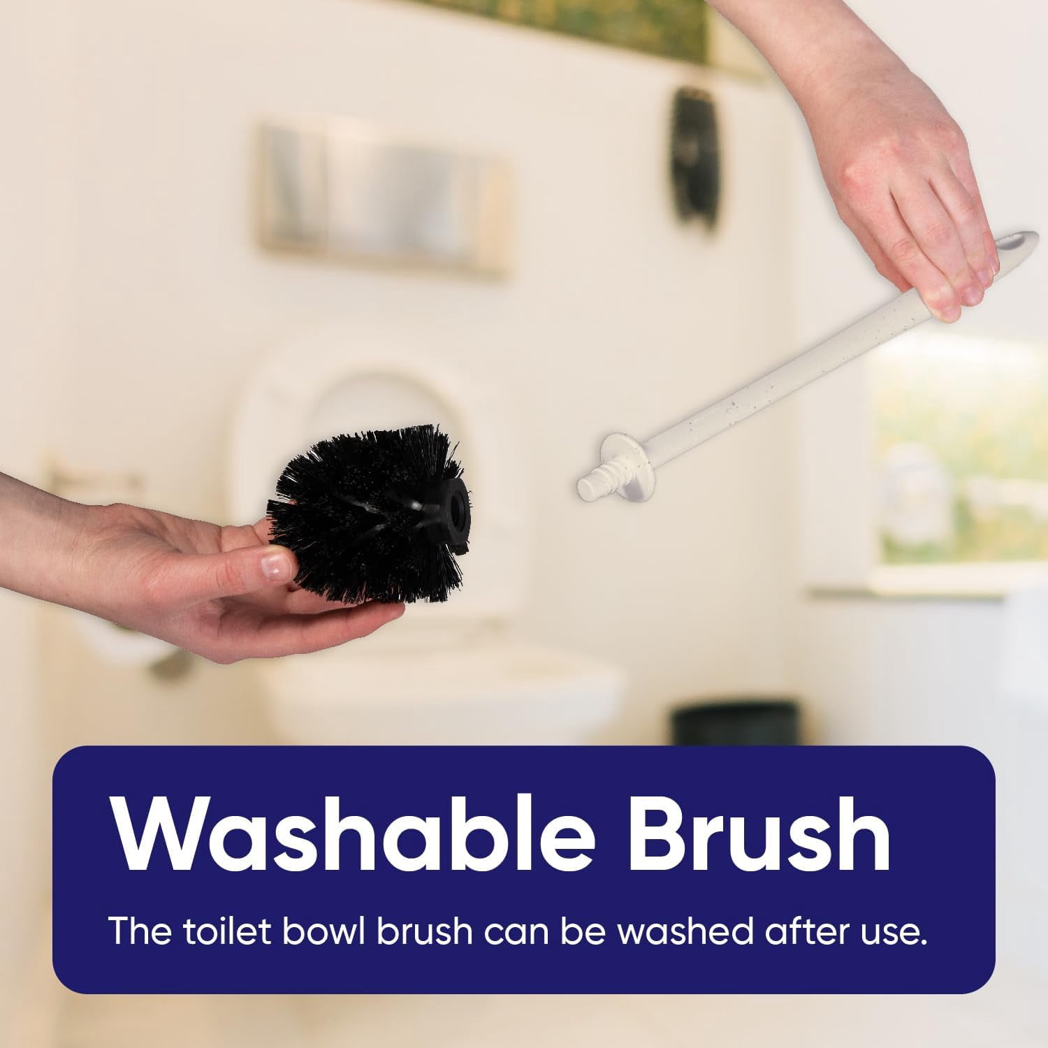 Toilet Brush Cleaner and Holder, Eco-Friendly Toilet Bowl Cleaner Brush with Scrubbing Wand, Brush and Storage Caddy for Easy Bathroom Cleaning, 3-Pack