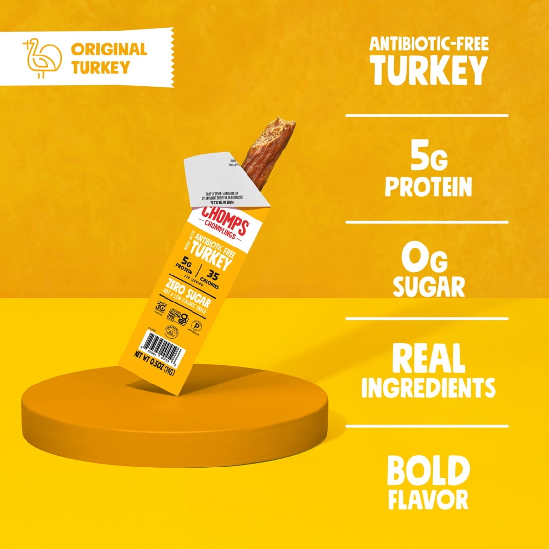 Chomplings Antibiotic Free Original Turkey Mini Jerky Snack Sticks (24 Count)