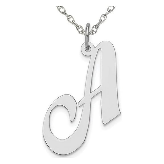 Sterling Silver Fancy Script Initial -A- Pendant Necklace Charm with Chain for Women