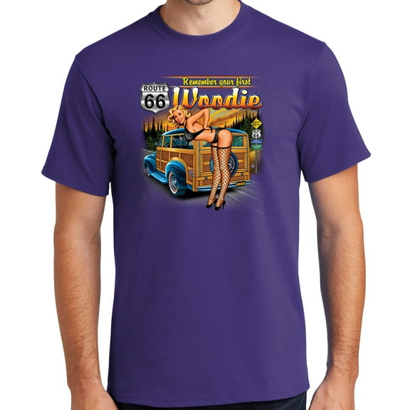Buy Cool Shirts First Woodie Rt Route 66 Cotton T-shirt, 4XL Purple