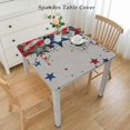 thumbnail image 2 of Fitted Tablecloth Elastic Edged Table Cover,Independence Day Patriotic Star Floral Wipeable Table Cloths for Kitchen Dining Party Fit up  Tables,Watercolor Poppy on Burlap, 2 of 7