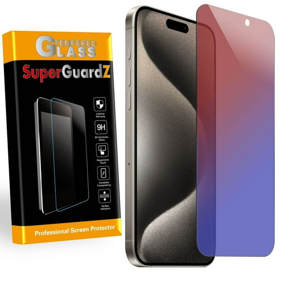 For iPhone 15 Pro Max - SuperGuardZ Anti Spy Privacy Anti Blue Light [Eye Protection] Tempered Glass Screen Protector, Anti-Scratch