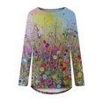 thumbnail image 4 of Qertyioot Hauts de Mode pour Femmes, Blouse Décontractée à Manches Longues Col Rond Imprimé Folk-custom, 4 of 5