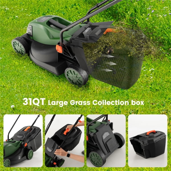 imerelez Push Reel Lawn Mower 13.5 inch, 5 Blades Manual Push Mower , Walk-Behind Lawn Mowers with Grass Catcher Bag for Green Lawns, Driveways, Courtyards
