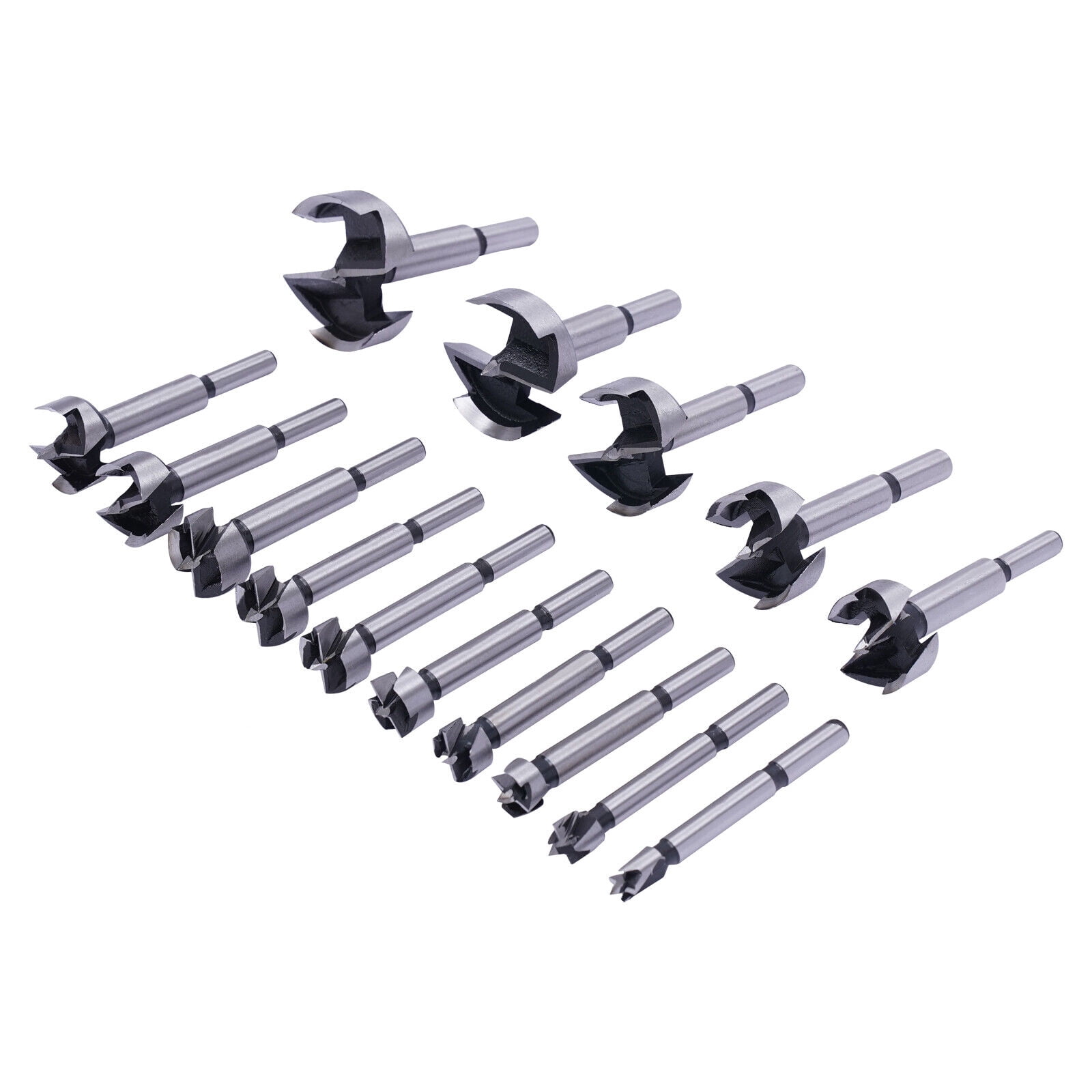 15 piece Drill Bit Set-Forstner Professional Woodworking Drill Bit Set Silver for Woodworking Repair