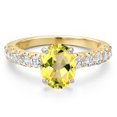 thumbnail image 3 of Gem Stone King 14K Two Tone Gold Canary Mystic Topaz and Lab Grown Diamond Engagement Ring for Women | 2.65 Cttw | Oval 9X7MM | Gemstone November Birthstone | Size 5, 3 of 6