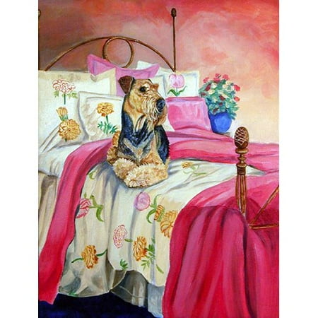 Caroline's Treasures Airedale Terrier Waiting on Mom House Vertical Flag