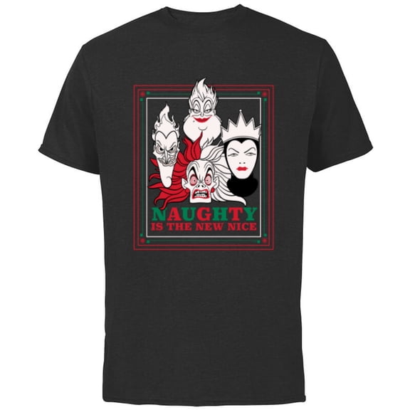 Disney Villains Holiday Christmas Naughty is the New Nice - Short Sleeve Cotton T-Shirt for Adults - Customized-Black
