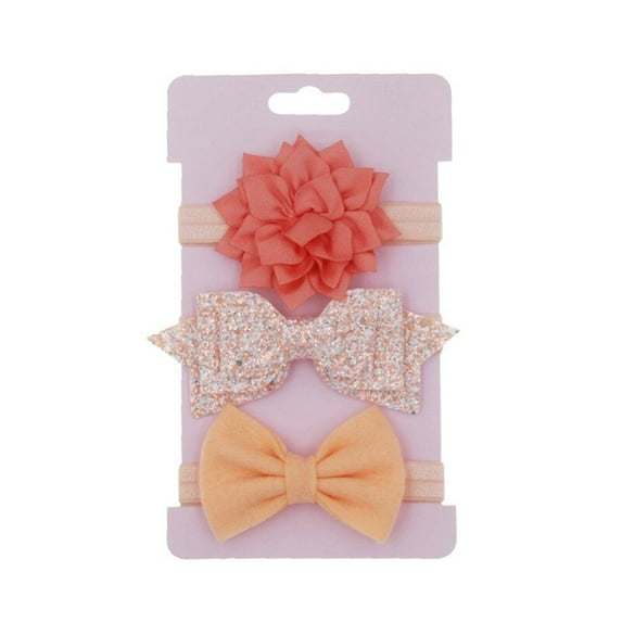 Elastic Headband for Baby Flower Bow Hair Bands Hand Bowknot Set Headwear Jewelry Accessories for Newborn Infant Toddlers Kids Chilren Pink