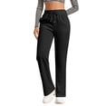 thumbnail image 2 of Women's Straight Leg Sweatpants Drawstring High Waist Sweat Pants Casual Solid Color Joggers Trousers with Pockets, 2 of 7