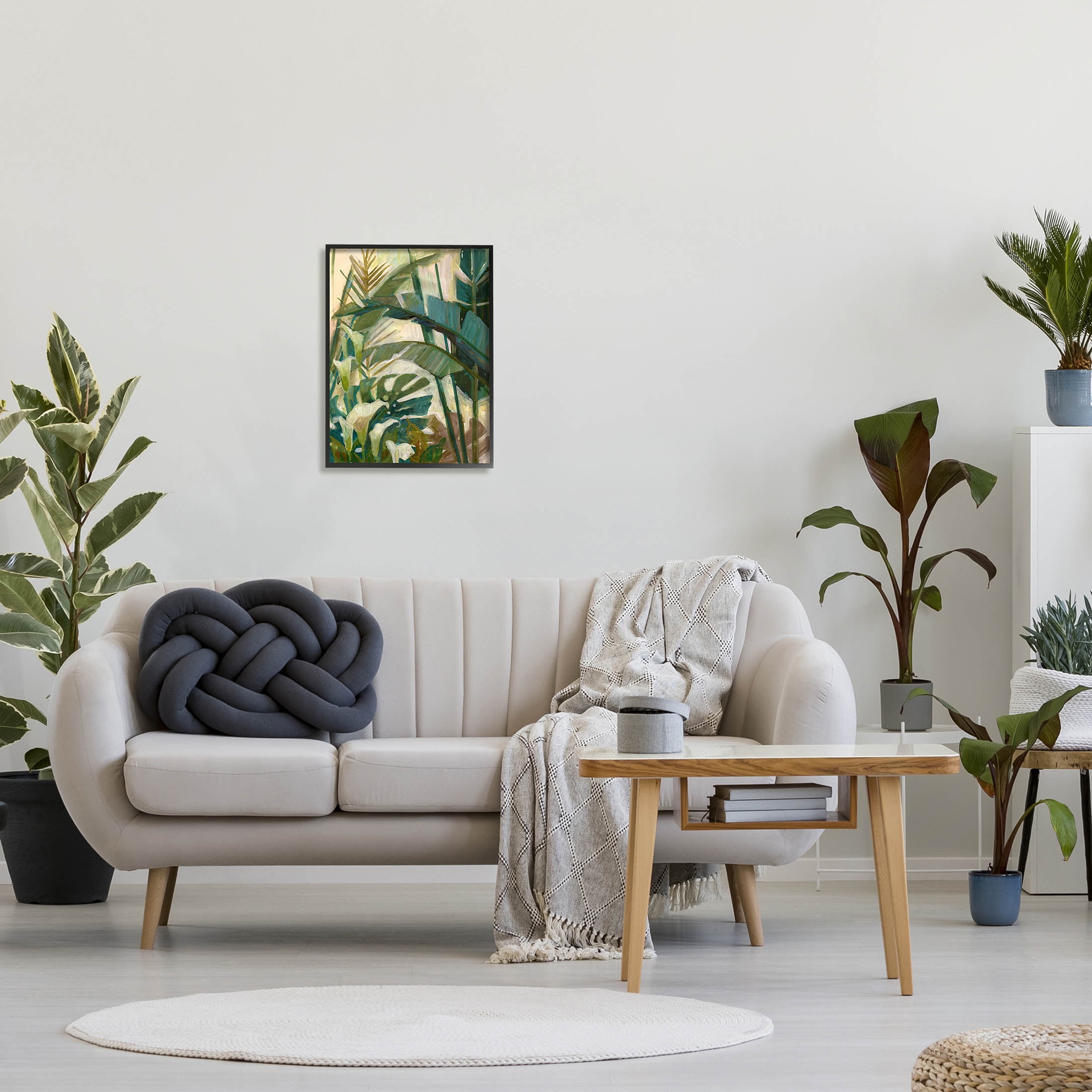 Tropical Jungle Plant Leaves Botanical & Floral Graphic Art Black Framed Art Print Wall Art