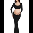 thumbnail image 2 of Vestido de Maternidad para Sesión de Fotos, Larga, Sexy, con Escote y Espalda Descubierta, Maxivestido de Maternidad, Trajes de Fotografía Negro XL, 2 of 8