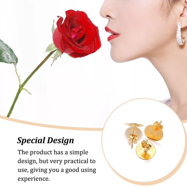 Earring Stud Base Multi Stainless Steel Accessories Personality Ear Pins Setting Decorations Wear DIY Jewelry Making Tool Gold 12mm