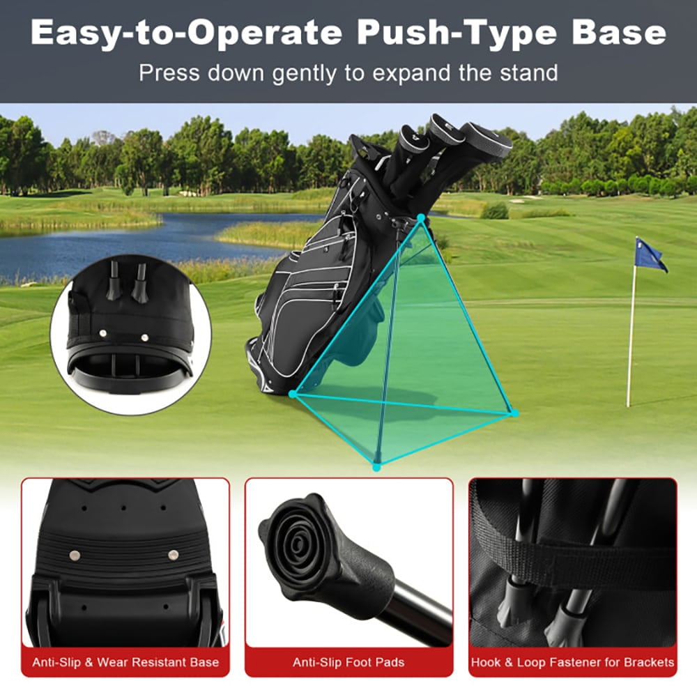 GVN Golf Stand Bag, Lightweight Golf Bag,Golf Stand Cart Bag with 6-Way Divider Carry Pockets-Black