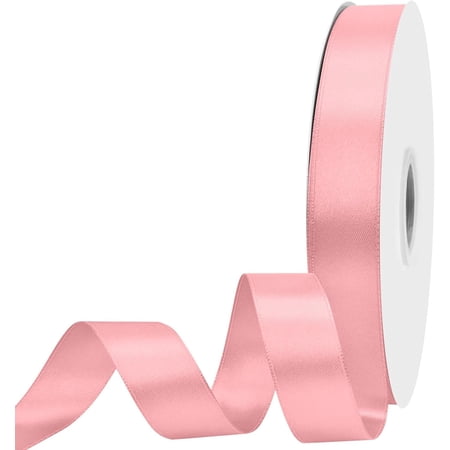 7/8 inch Wide 100 Yards Double Face Pink Satin Ribbon Fabric Ribbon for Gift Wrapping Weddings Decoration Bouquet Balloons Arts Craft Sewing Hair Bow Invitation