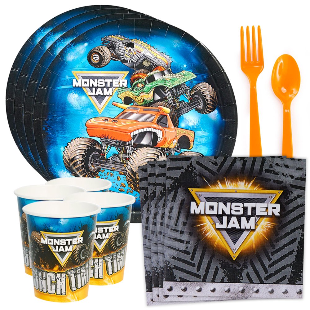 Monster Jam Party Supplies Tableware Kit Serves 8