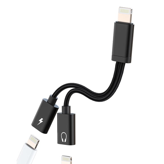 Dual Lightning Jack Adapter for iPhone Headphone Charger Cable Dongle for Apple MFI Certified Earbud Aux Charging Cord Connector Audio Earphone Splitter for 14 13 12 11