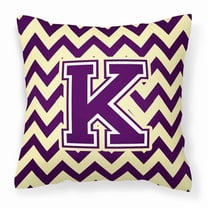 Letter K Chevron Purple and Gold Fabric Decorative Pillow