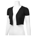 thumbnail image 5 of CILENON Trendy Outfits for Women 2024 Women's Short Sleeve Cropped Bolero Button Down Cardigan Sweater Solid Color Snap Top (Black,M), 5 of 6