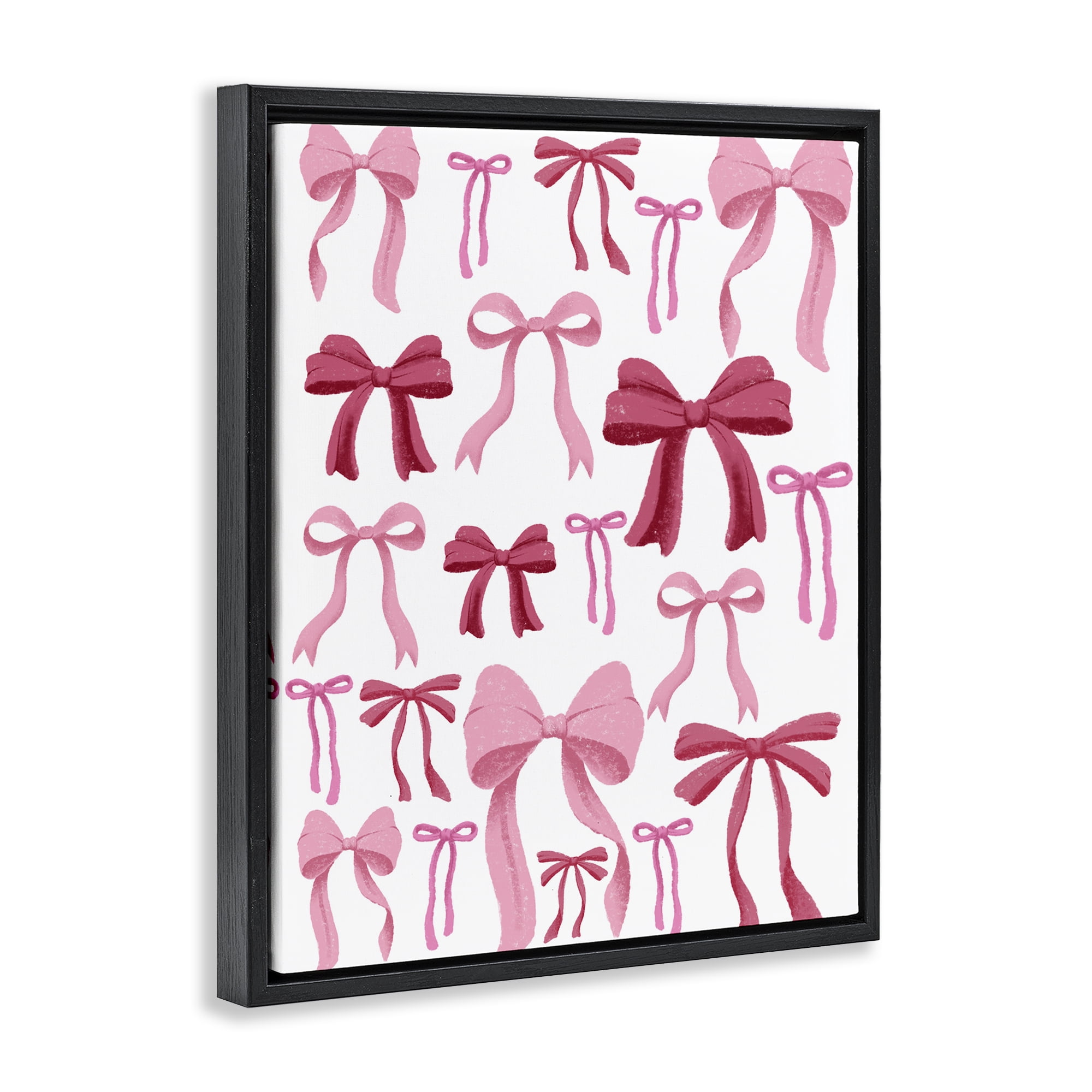 Stupell Industries Bows All Over Pink & Red Black Framed Floater Canvas Wall Art, design by Marcus Prime