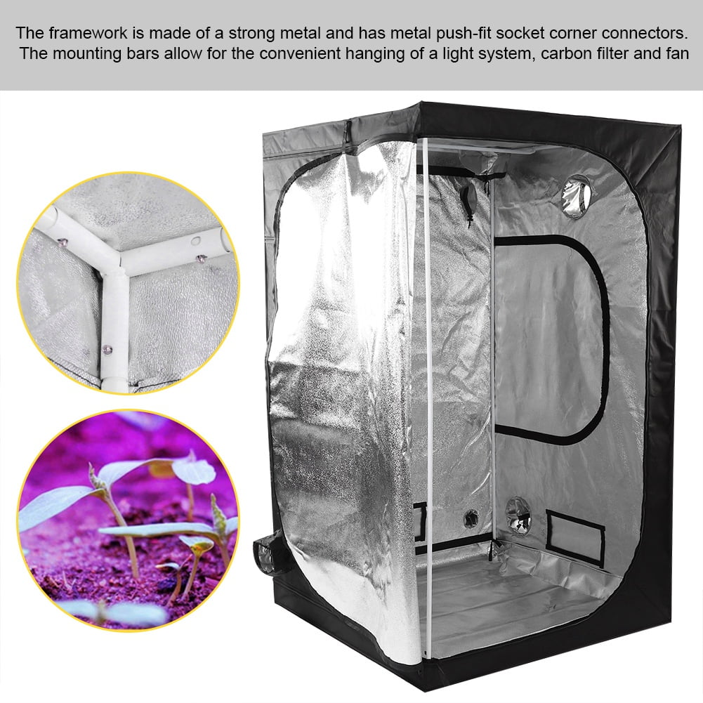 Indoor Small Grow Tent Light-proof Box Silver Mylar Hydroponics Bud 60x60x140cm 