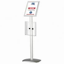 M&T Displays Decoartive Sign Holder, 8.5x11 Inch Pedestal Sign Holder with 8.5x11 Inch Brochure Holder Silver Floor Standing Aluminum Front Loading Easy Open Poster Advertisement Post
