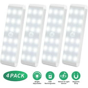 LED Closet Light,18 LED 150LM Newest Dimmer USB Rechargeable Motion Sensor Closet Light Under Cabinet Lighting, 4 Model Security Night Lights for Stairs,Wardrobe,Kitchen,Hallway (4 Pack)