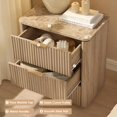 thumbnail image 5 of Hvoonc 25.3" Tall 3 Drawer Fluted Nightstand with Faux Marble Top, Modern Oak Bedside Table with Gold Handles, Large Storage End Table for Bedroom & Living Room, 5 of 6