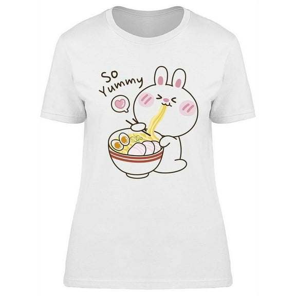 Rabbit Eats Yummy Ramen T-Shirt Women -Image by Shutterstock, Female x-Large