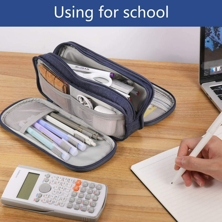 Eccomum Large Pencil Case Big Capacity Pencil Bag Large Storage Pouch 3  Compartments Pen Case for Teen Boys Girls School Students 
