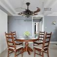 thumbnail image 4 of 42"Chandelier Retractable Ceiling fan Remote Control Light Fixture 42'' Invisible Ceiling Fan w/LED Light Retro Stained Glass LED Chandelier, 4 of 19