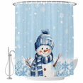 thumbnail image 2 of Shower Curtains for Bathroom, Blue Christmas Snowman Waterproof Fabric Shower Curtain, Xmas Snowflake Winter Blue Decorative Bathroom Curtain for Bathtub, 72"x84", No Hooks Included, 2 of 9
