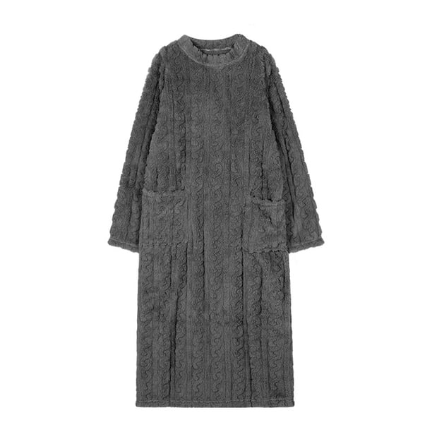 Qarigey Vístete y mantente abrigado Colección de ropa de dormir cálida de invierno Pijamas para mujeres Camisones Mujer Tallas grandes Pijama gris oscuro L(115CM)