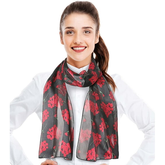 CBC Crown Rose Valentines Day Theme 13" x 60" Silk Feeling Scarf