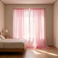thumbnail image 5 of Sheer Window Curtains Light Filtering Voile Drapes Soft Airy Rod Pocket Panels for Bedroom Living Room Apartment Home Decor 55 x 91 Inch Semi Transparent Privacy Curtain, 5 of 6