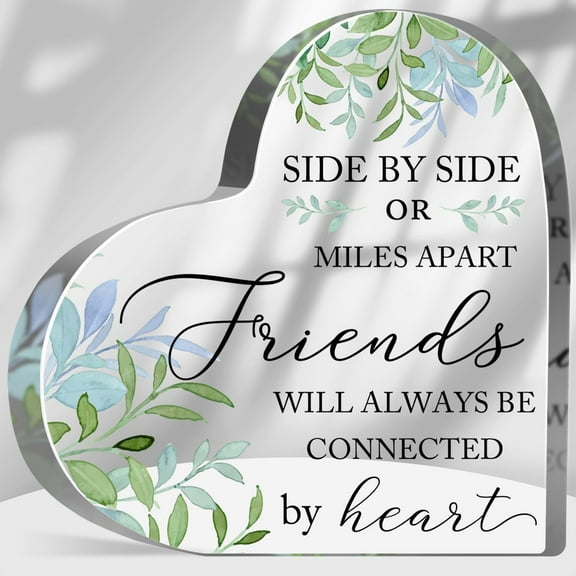 Gifts for Friends Side by Side or Miles Apart Friends Are Always Connected by Heart Acrylic Keepsake Birthday Gift for Friends Best Friends Gifts